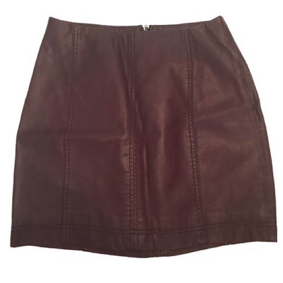 Free People Dresses & Skirts - Free People Burgundy Faux leather Mini Skirt
